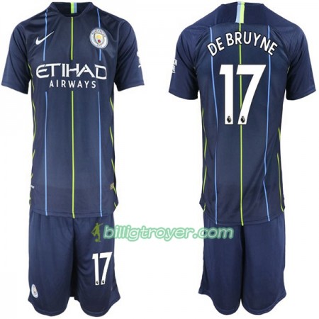 Billige Fotballdrakter Manchester City De Bruyne 17 Barn Bortedraktsett 2018/19 Kortermet